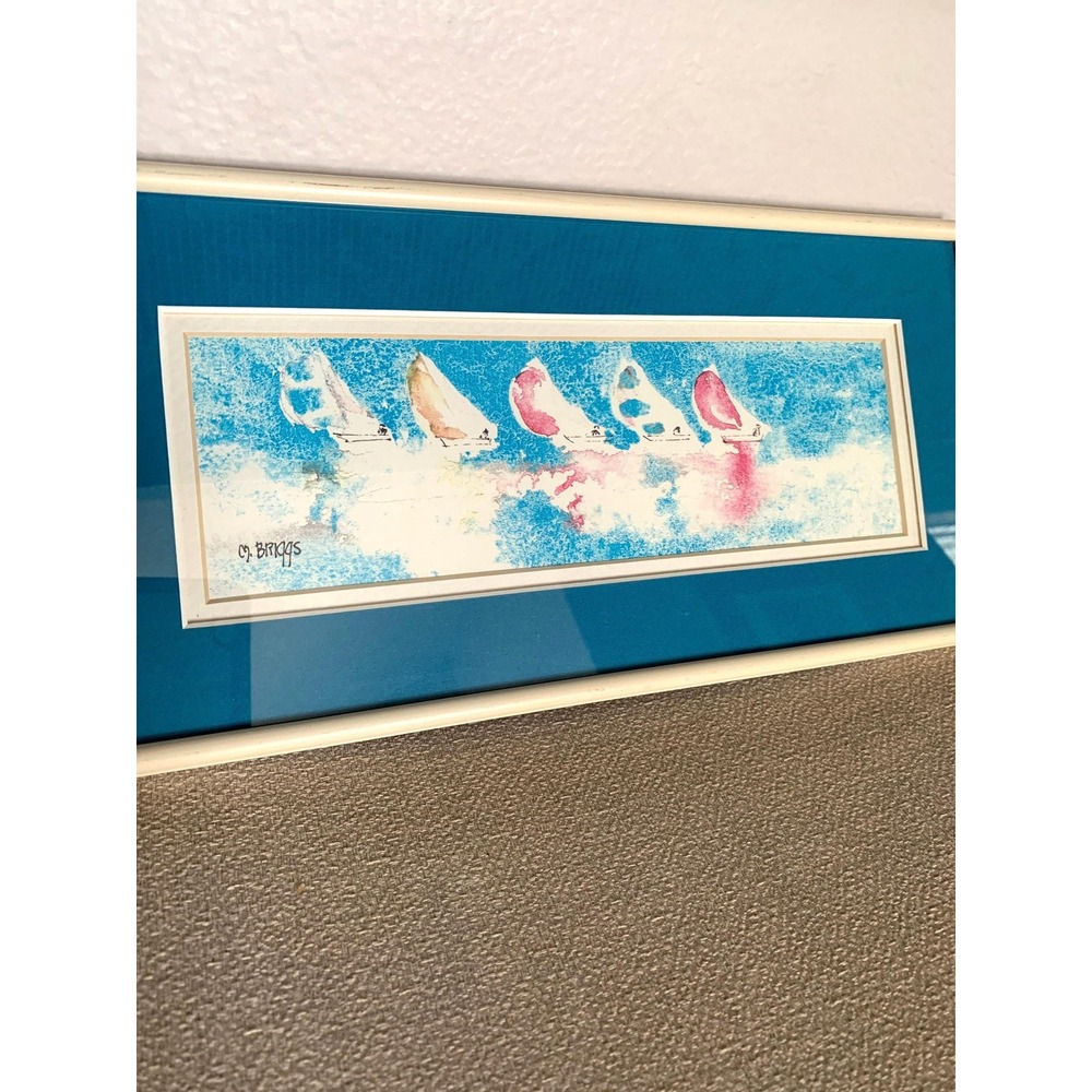 M. Briggs watercolor print sailboats Island Artist-Martha's Vineyard‎